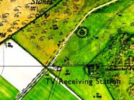 Newmarket Farm location. Overlay of old and new O.S. maps and Google Satellite images.